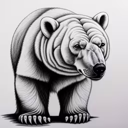 the large white bear is looking straight ahead,a bear that is standing up with its mouth open