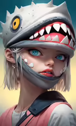 an art work of a girl with an odd looking head