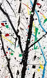 a painting that looks like paint and tree branches