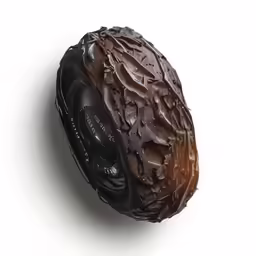 a chocolate doughnut is shown with a plastic lid