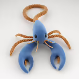 an octopus with a string attached to its head and head, on a white surface