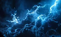 a blue and black background with some white lights