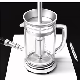 a coffee pot sitting on top of a piece of paper