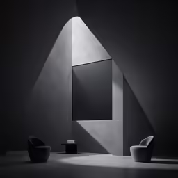 a room with a chair and a mirror in it