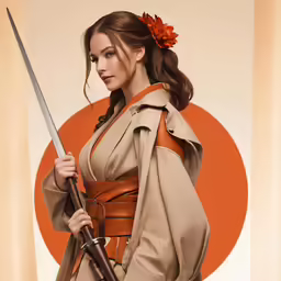 an image of a beautiful lady in costume holding a sword