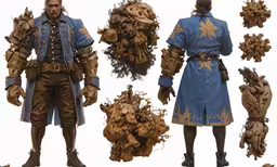 five action figures of the game characters and costumes