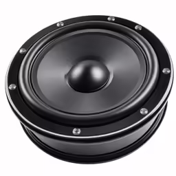 a large, black speakers with a single speaker