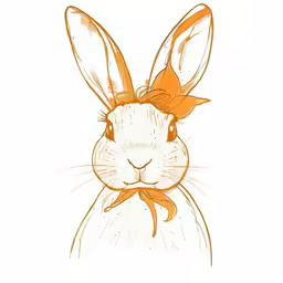 a rabbit wearing a orange bow
