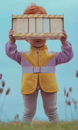 the child is holding up an assortment of ice creams