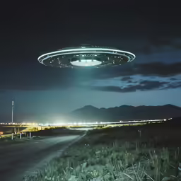 an alien - like object appears to be flying over the road