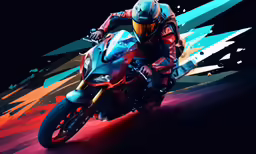a motorcyclist wearing a helmet on his motorcycle