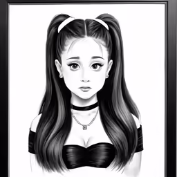 a drawing of a young girl with black hair