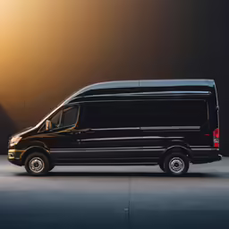 a black mercedes benz benz van parked in front of a building