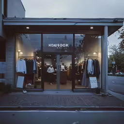 a storefront with a window displaying clothes and a t - shirt
