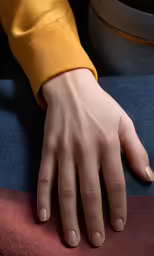a hand is seen with the finger extended to show the other fingers