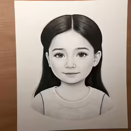 drawing the face of a girl with a black and white pencil