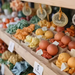 an assortment of different types of vegetables and eggs