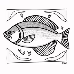 a fish in the water that has been outlined