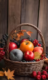 a basket with several types of fruits in it