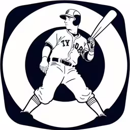 a black and white graphic of a man with a baseball bat,a man holding a bat in his right hand