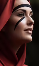 a woman wearing face paint to look like she is in the circus