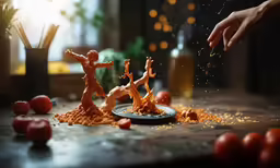 someone throwing out some food on top of a plate