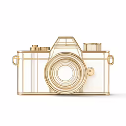 a camera made out of gold on a white background