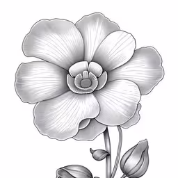 a flower that is drawing in ink and pen,a flower drawn in black and white, on a white paper