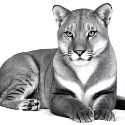 a black and white image of a large mountain lion