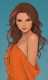a cartoon drawing of a girl with long hair