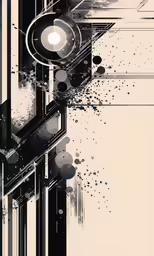 an abstract piece of art with black and white colors