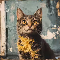 a cat with some hair is staring