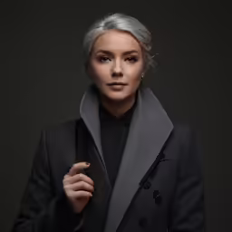 a woman is posing for a portrait while she has her hands crossed
