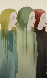 three women are in various different colors