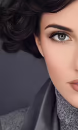 a beautiful woman with black hair and eyeshadf