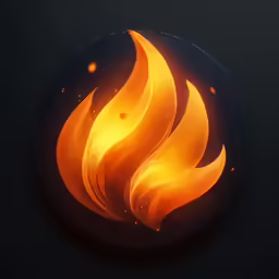 a fire in the middle of the image on a black surface