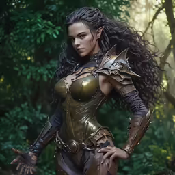 a female figure that looks like the wonder of time, dressed in armor