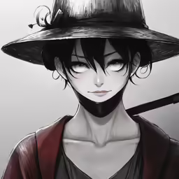 an anime character with a hat and a sword