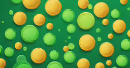 a large group of yellow and green bubbles,a green and yellow background with circles and drops