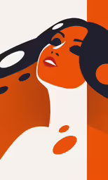 a poster for the brand of orange is featured with an illustration of a woman