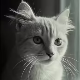 a cat staring into the distance with long hair