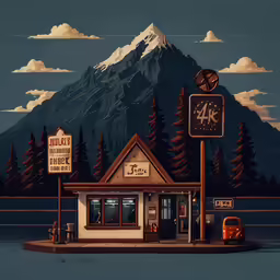 a mountain covered with trees and a tall building