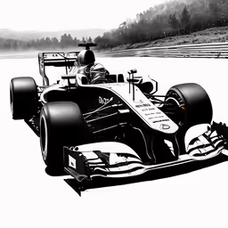 a black and white photo of a race car