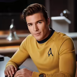 a man with an arm around his desk