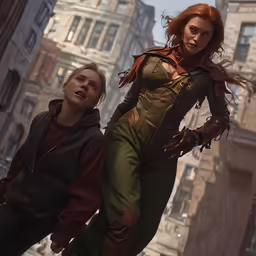 two women in a city setting on the street