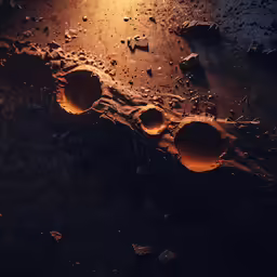 sunlight shining on the ground and some water droplets