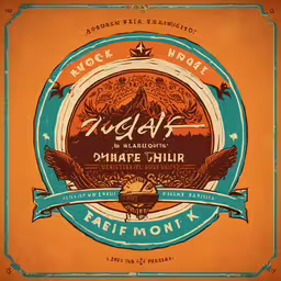 an orange and blue sign for a night in the mountains,an orange background with the words, ewcf, and three emblems in blue and red