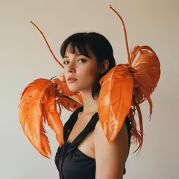an image of a woman with large feathers in her hair
