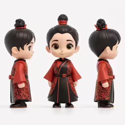 a little girl with a doll in different outfits