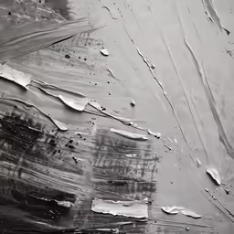black and white photo of wet sand and water